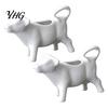 Holiday Table Accessory Ceramic Cow Shaped Sauce Pitcher with Handle, 50ml Cute Creamer Milk Decorative Food Server Jug Gravy Boat for Kitchen Dining
