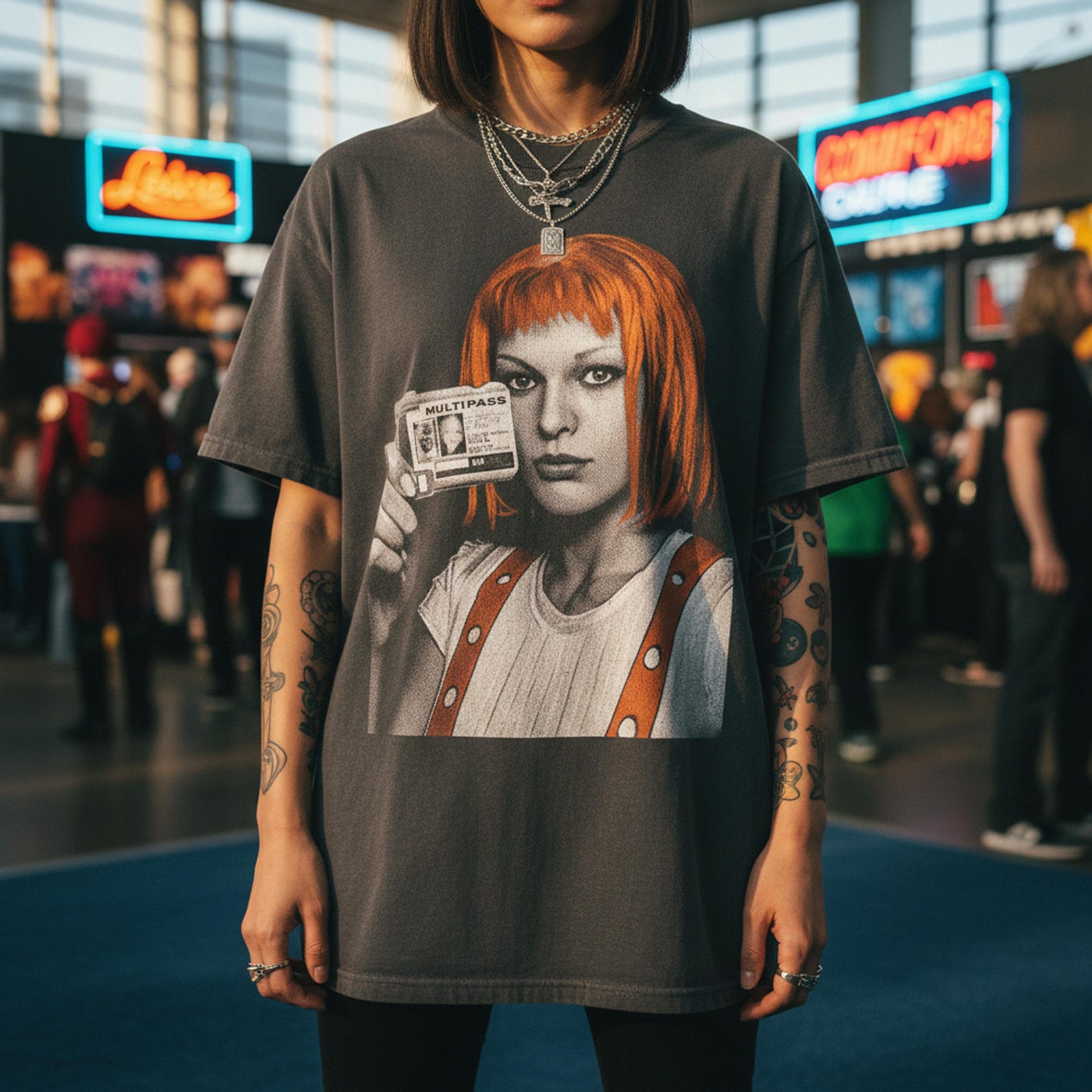 Fifth Element Tshirt Leeloo Dallas Multipass Cotton Tee 90s Sci Fi Gift XL