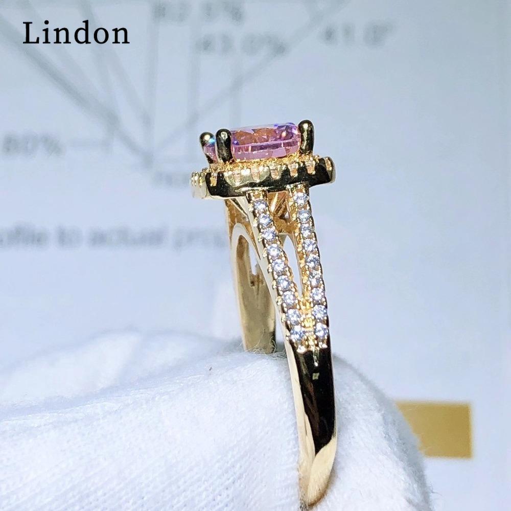 Lindon Klassisk Kopparlegering Zirkon Ring Dam Smycken Bröllopslöfte Festpresent