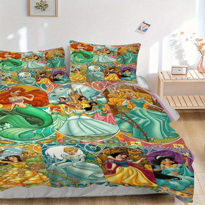 

3pcs Disney Princess Collection Quilt Cover Set - Soft and Cozy Bedroom, Guest Room and Dorm Decorative Bedding 3-Piece Set 1 Quilt Cover + 2 Pil 135x200cm