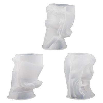 Maceta Molde de Silicona Molde de Hormigón Suministros para Hacer a Mano con Forma de Belleza para DIY Hacer a Mano Maceta Jarrón