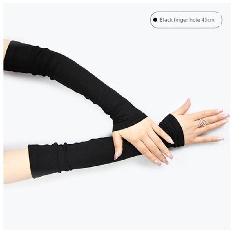 

Sun Protection Oversleeve Long Arm Sleeve Women s UV Protection Tencel Cotton Arm Protection Driving Gloves Oversleeve Summer Thin Black finger hole 45cm pure cotton L