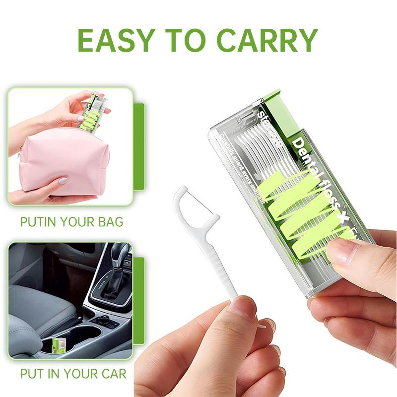 Dental Floss Storage Box With 10pcs Dental Floss Portable Household Creative Lighting Machine Type Premium Carry-On Automatic Dental Floss Box
