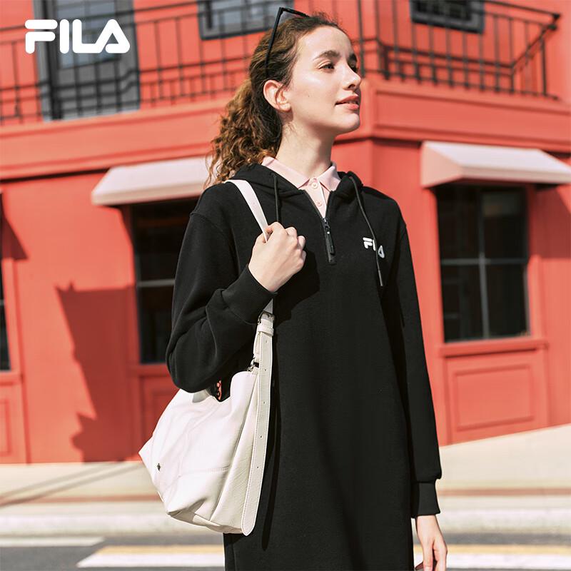 FILA Women's Long Hooded Sweatshirt Dress