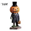 Small Autumn Pumpkin Crafts Spooky Halloween Figurine, Resin Scary Ghost Tabletop Decoration Table Centerpieces for Tiered Tray, Shelf, Mantel,