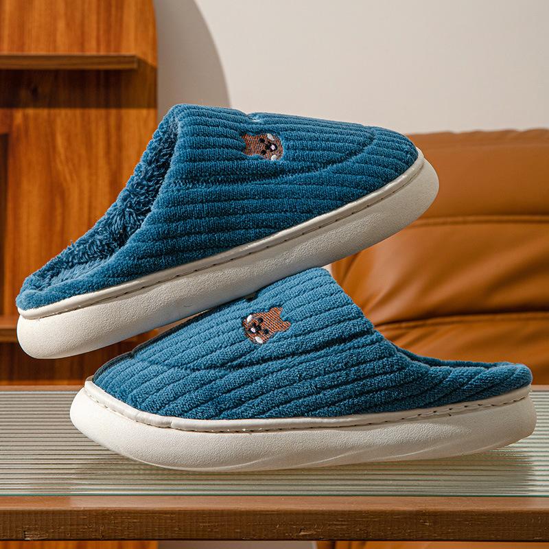 Cotton slippers women autumn and winter couple indoor home non-slip thick bottom plush warm men winter