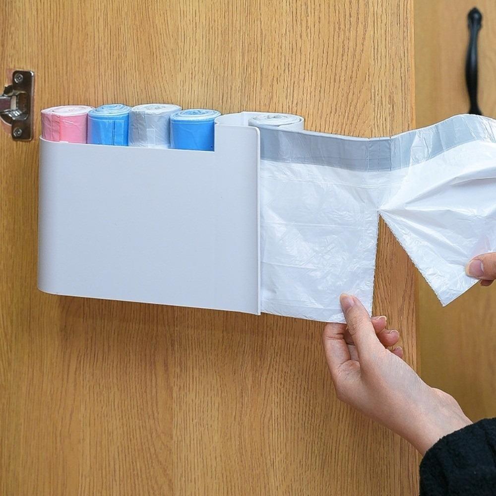 Wall Mounted Pull-out Type Trash Bag Dispenser Plastic Waste Bag Storage Box  Cabinet Door
