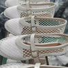 Schuhe in Übergröße, Ausgeschnittene Sandalen, Damen Flach, Zehenkappe mit einem Knopf