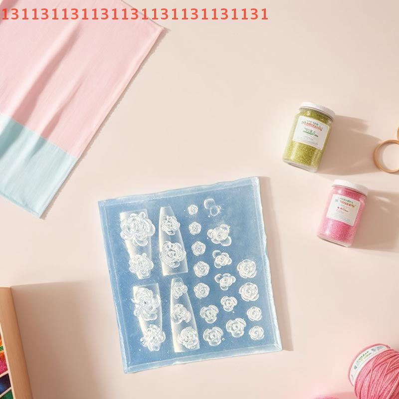 Silicone Nail Mold with 3D Rose and Bow Designs; Stamping Plates for DIY Nail Art Manicure and Decoration.