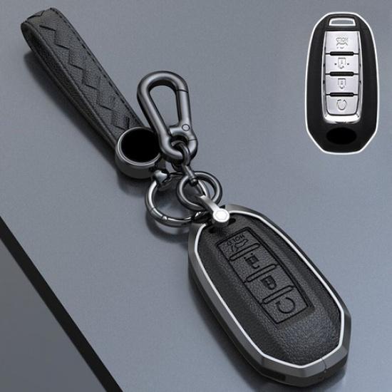 Zinc Alloy Leather Car Remote Key Fob Case Cover Bag For Infiniti QX50 QX60 QX80