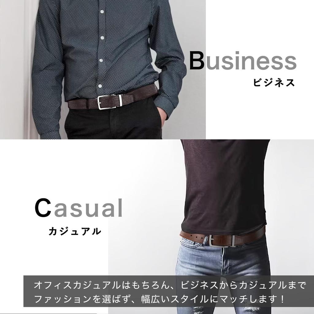 [ulterra] Men's Genuine Leather Belt, BusinessCasual Style, Gift Box Included, Stylish Gift, Gentleman's Belt (Black A)