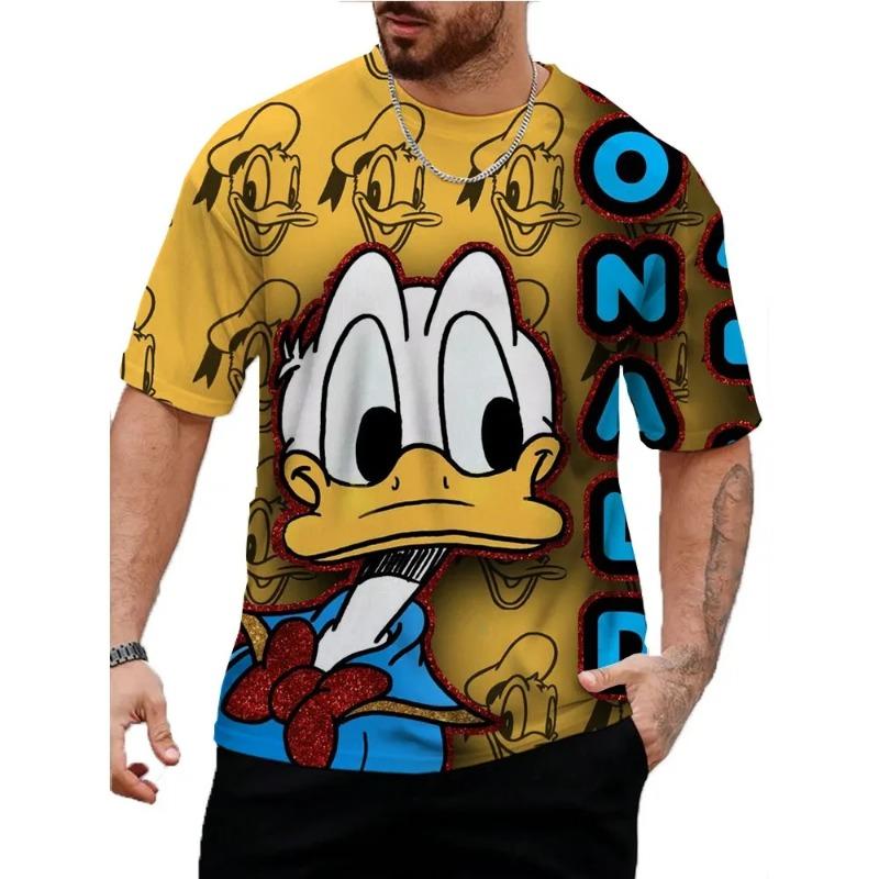 Disney Sommer Herren Niedliches Donald Duck T-Shirt Cartoon Top T-Shirt Herren und Damen Lustige Kurzarm Kleidung Lässige Streetwear