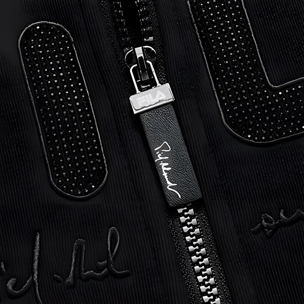 Fila Inlaid Logo Sports Knit Stand Collar Jacket Women Jackets Black F51W118511F-BK