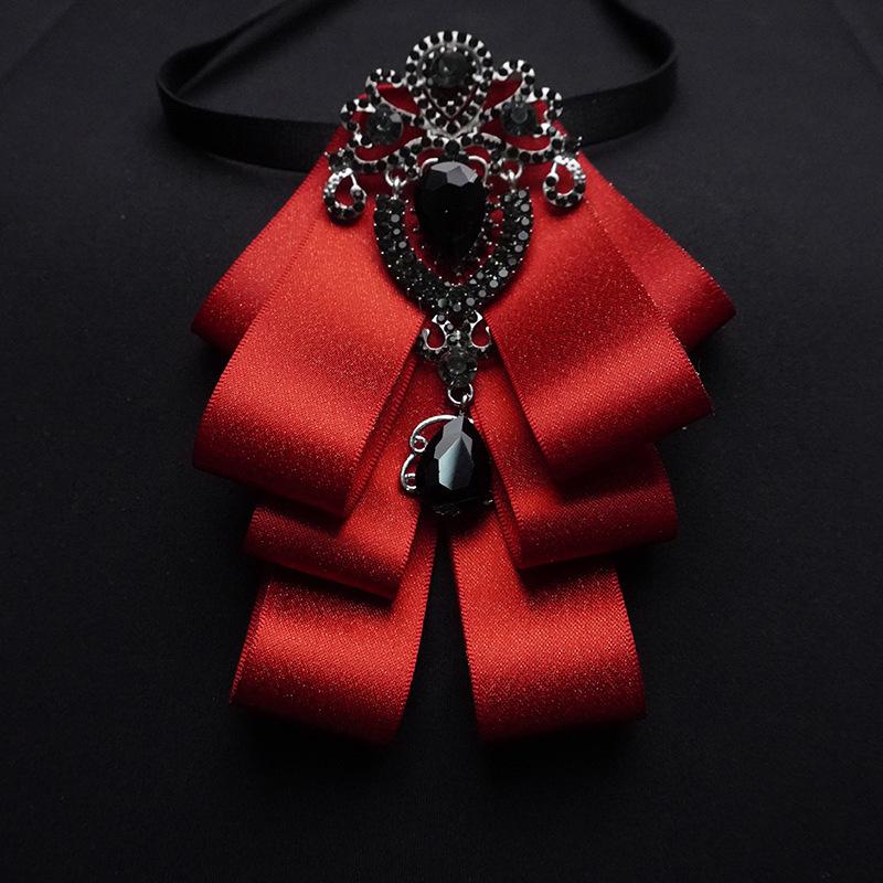 Detachable Bow Tie Brooch Silk Ribbon Collar Pin for Shirts & Blouses Fashion Floral Bow Clip for Women's Casual Outfit
