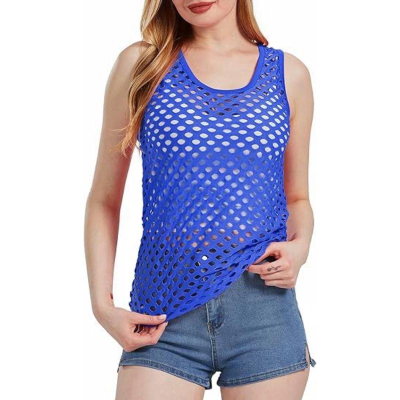 

YYFS Женская мода повседневная летняя весна однотонные принтованные безрукавки с U-образным вырезом блузки и рубашки XL синий