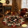 Christmas Round Decorative Rug Soft Flannel Living Room Carpet Washable Bedroom Bedside Rug Cozy Festive Home Decor