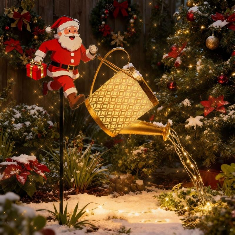 Solar Powered Christmas Kettle Light Outdoor Garden Decoration With Automatic Charging Weather Resistant Festival Atmosphere