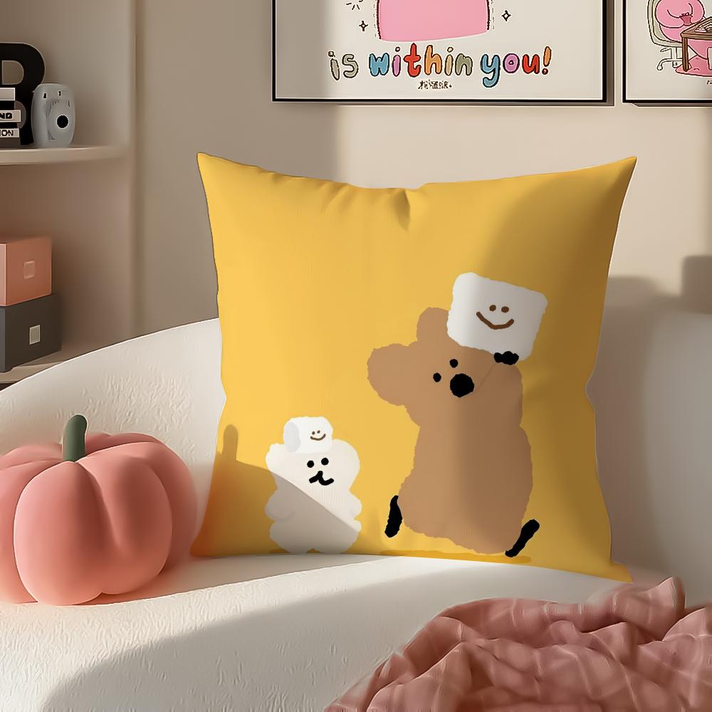 Cute Chubby Korean Cartoon DDinotaeng Cushion Cover Pillowcase Short Plush Invisible zipper Room Sofa Cushion Cover