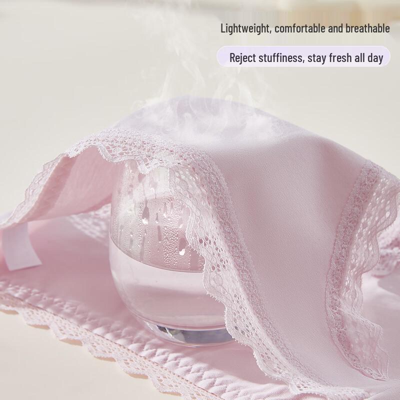 Langsha Women's 7A Antibacterial French Lace Cotton Underwear (4-Pack)