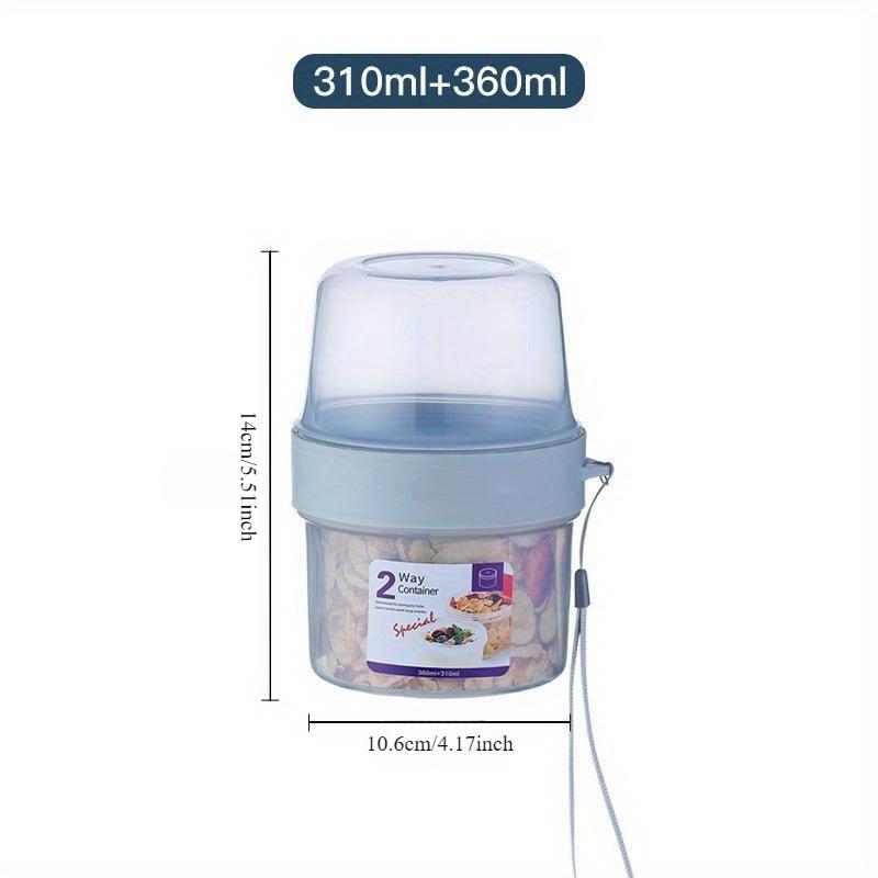 2-lagers läckagesäker matförvaringsbehållare | Bärbara burkar för sallad och flingor för resor, kök, design för att hålla maten färsk