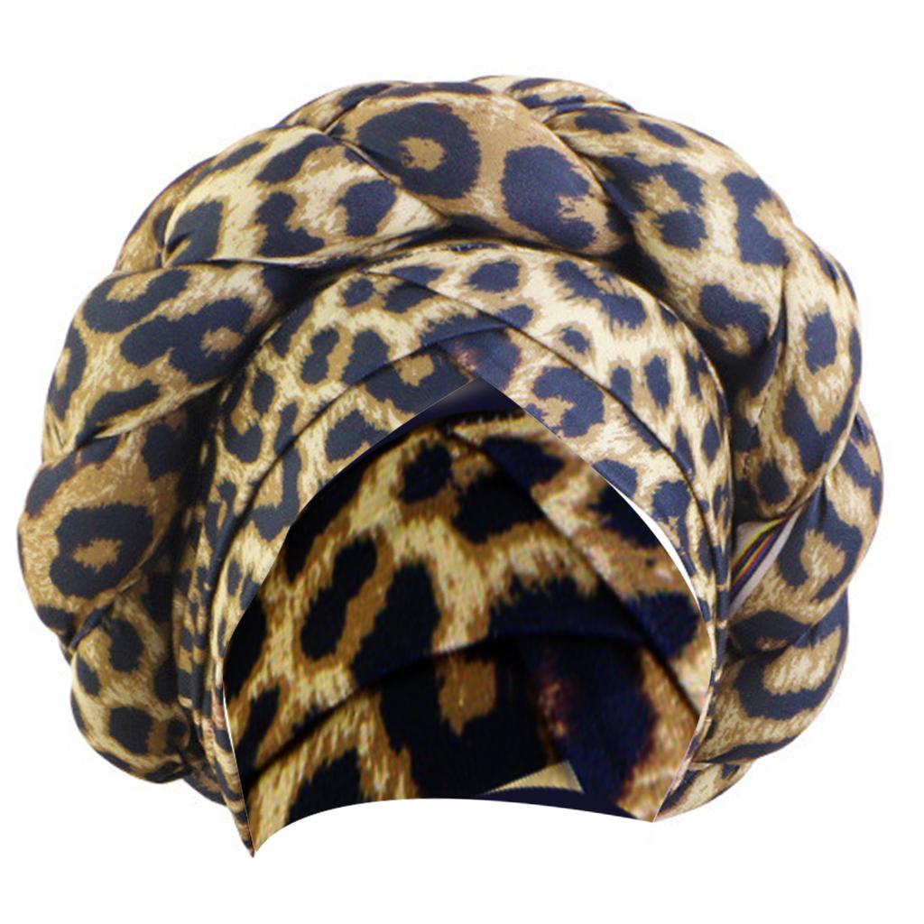 African Braided Headwrap High Skull Turban Cap Flower Printed Hijab Head Scarf for Music Festival Theme Event Oversized