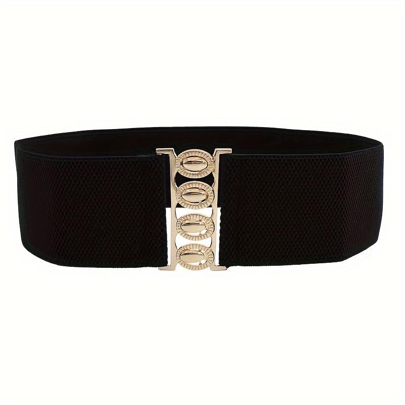 1pc Women's Elastic Waist Belts Sequins & Alphabets Embellished, Alloy Buckle with Elastic Band Stylish Buckle Design