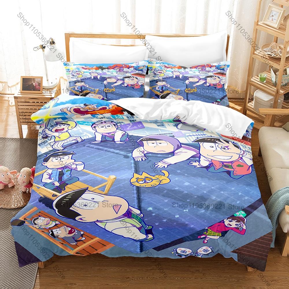 Funny Osomatsu San Theme Bedding Set 3 Piece Duvet Cover Set Home Textile For Kpop Fans Gift For Fans Bedroom Decor