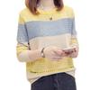 Frühling und Herbst Neuer Damen Strickpullover Locker Gestreifter Pullover Rundhals Oberteil