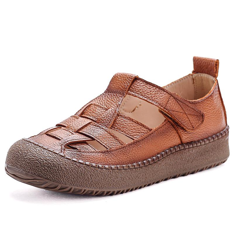 

Новые ортопедические сандалии Женские из натуральной коровьей кожи Гладиаторы Обувь Женские Уютные римские сандалии Слипоны Балетки Женские Ажурные туфли 35 коричневый