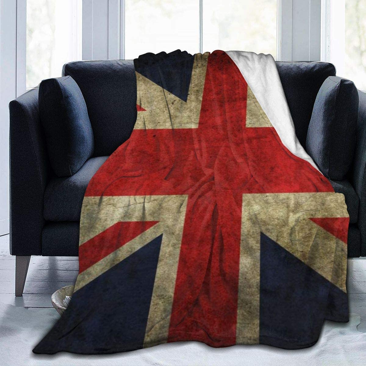 

Soft Blankets for Adults kids Vintage UK British Flag Sherpa Flannel Travel Blankets Wearable Throw Large Blanket for Sofa Couch 75x90cm