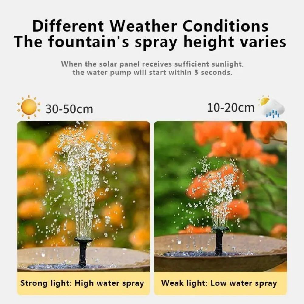 Solar Fountain Pump with 6 Nozzles Outdoor Water Fountain for Bird Bath Garden Pond Pool Aquarium Decoration