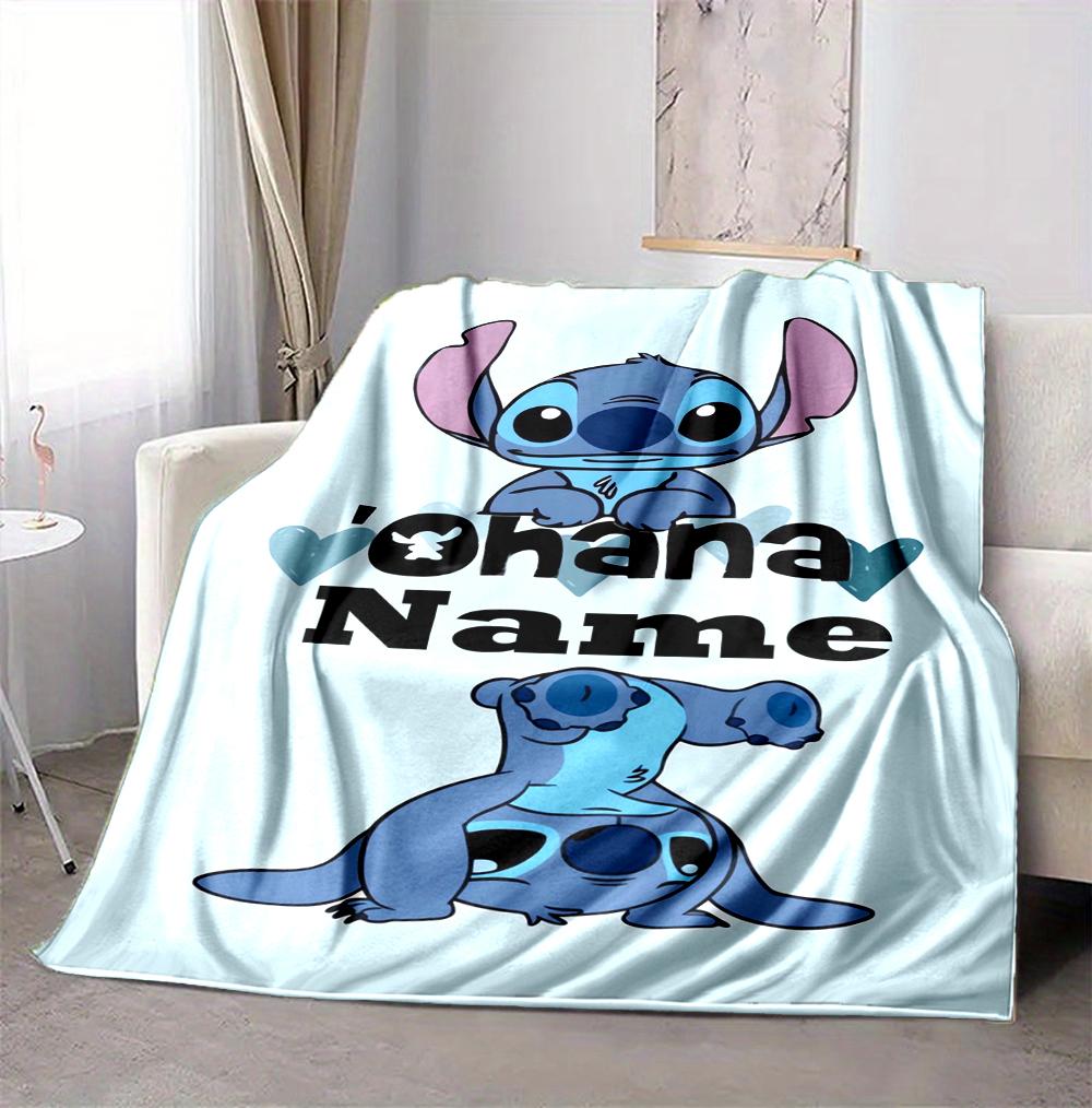 Custom Name Stitch's Sign Flannel Blanket Throw Blanket Soft Warm Sofa Bed Decor Unique Gift