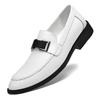 Fashion Classic Business Men's Leather Shoes Luxury Gentleman Style Dress up party Fashion outdoor street Black White loafers Slip on