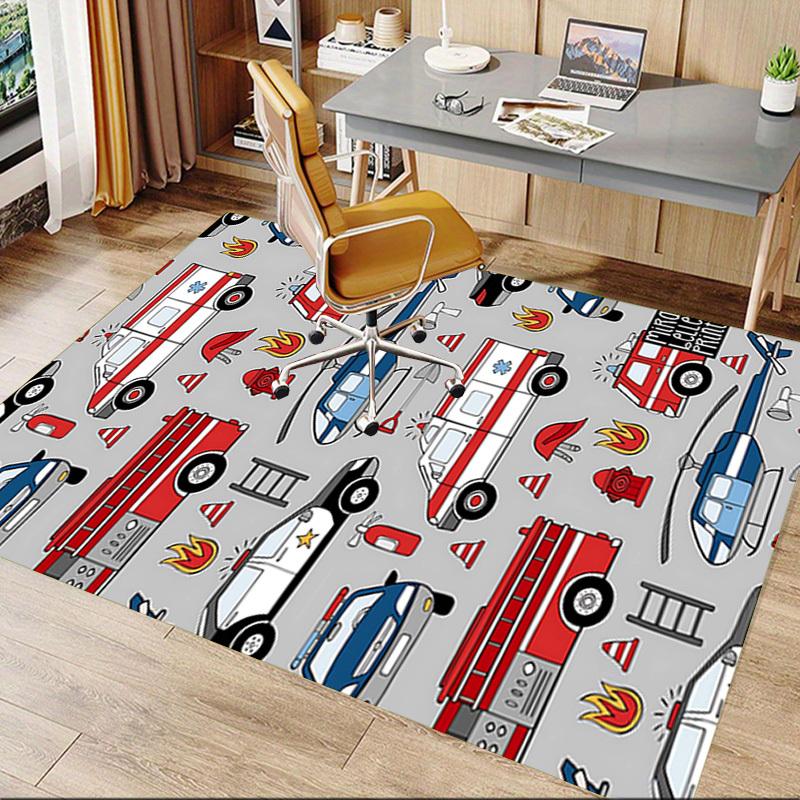 1PC ambulance firetruck Extra Large Non Slip Floor carpet, Office, family, bedroom, Studio   Large Area Rug Indoor Rugs, , Vibrant Colors