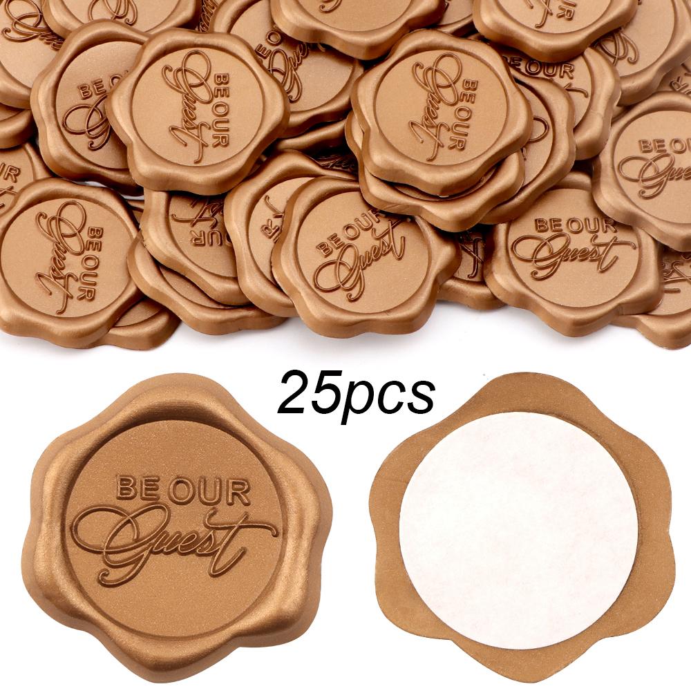 25-75pcs Be Our Guest Wax Seal Stickers, Envelope Wax Stickers Wedding Invitation Seals Self Adhesive Antique Gold Stickers
