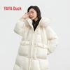 YAYA Women's Faux Fur Collar Hooded Thickened Long Down Jacket