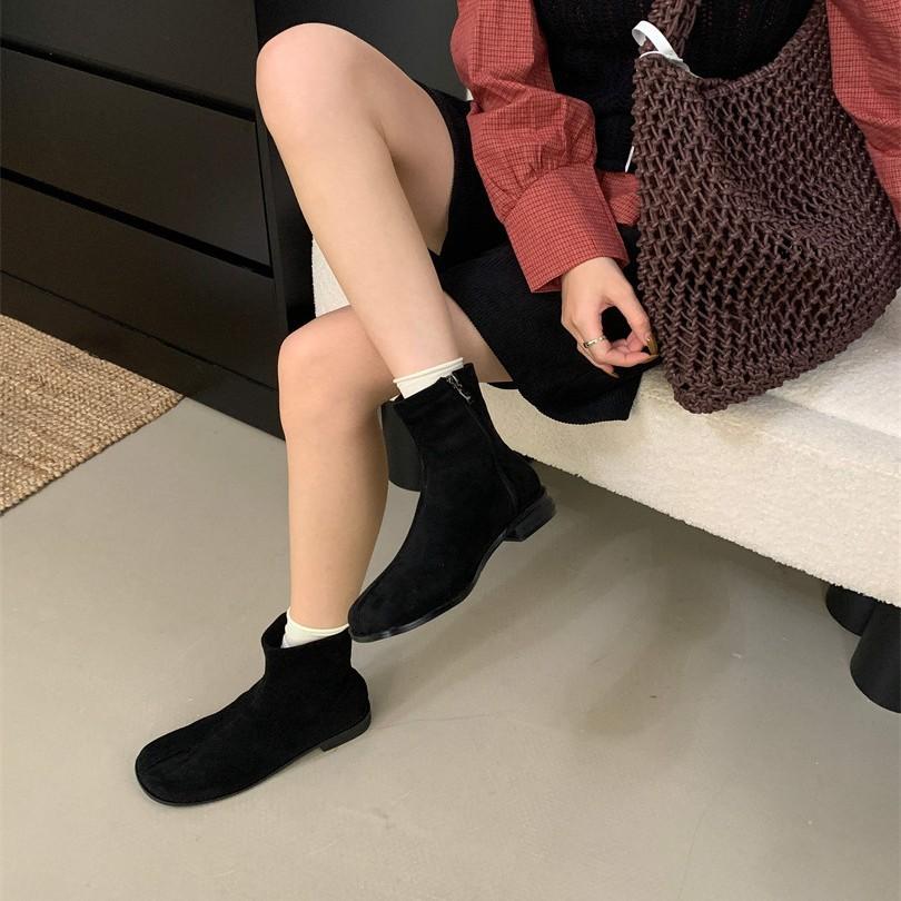 Trendy brand flat-soled retro Martin boots women's shoes 2025 new autumn and winter Boken and ankle boots Boken small short boots
