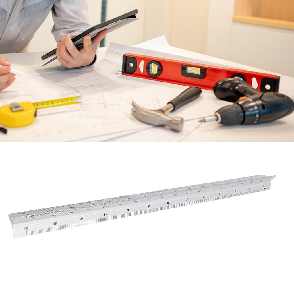 Arctural Scale Ruler 30cm Range Aluminum Accurate Concave Design Multifunctional   Drafting Ruler for Engineering