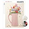Unique 5D Framed Pearl Painting Kit with Colorful Flower Vase Pattern Sparkling Bead Art Canvas DIY Handmade Craft for Living Room Decor
