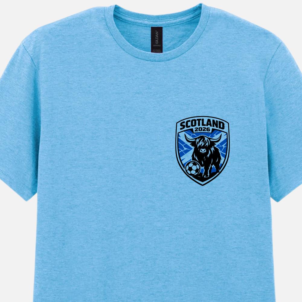 Scotland 2026 Tee World Cup Highland Cow Badge Well Be Coming Football TShirt M