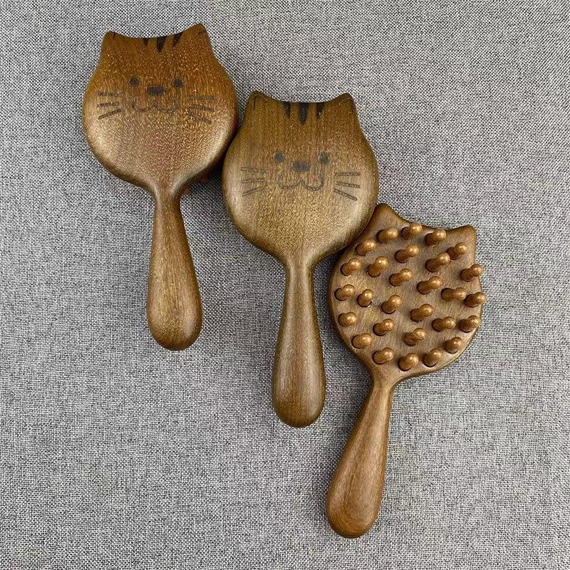 Sandelholz Cartoon Kopfhaut Massage Kamm Meridian Kamm Zahn Kopf Haar Kamm Körper Verschönern Massage Guasha Schaben Pflege