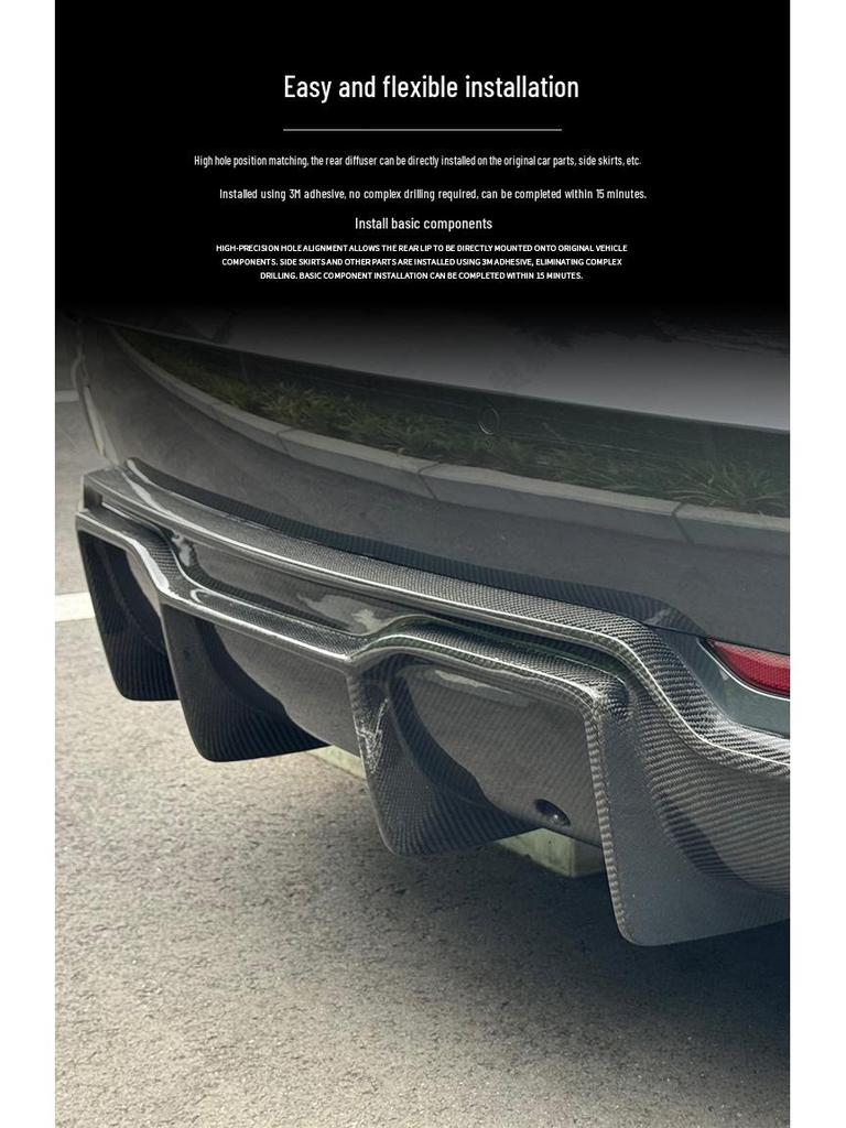 Tesla Model 3 V Style Carbon Fiber Front Lip & Side Skirts Kit
