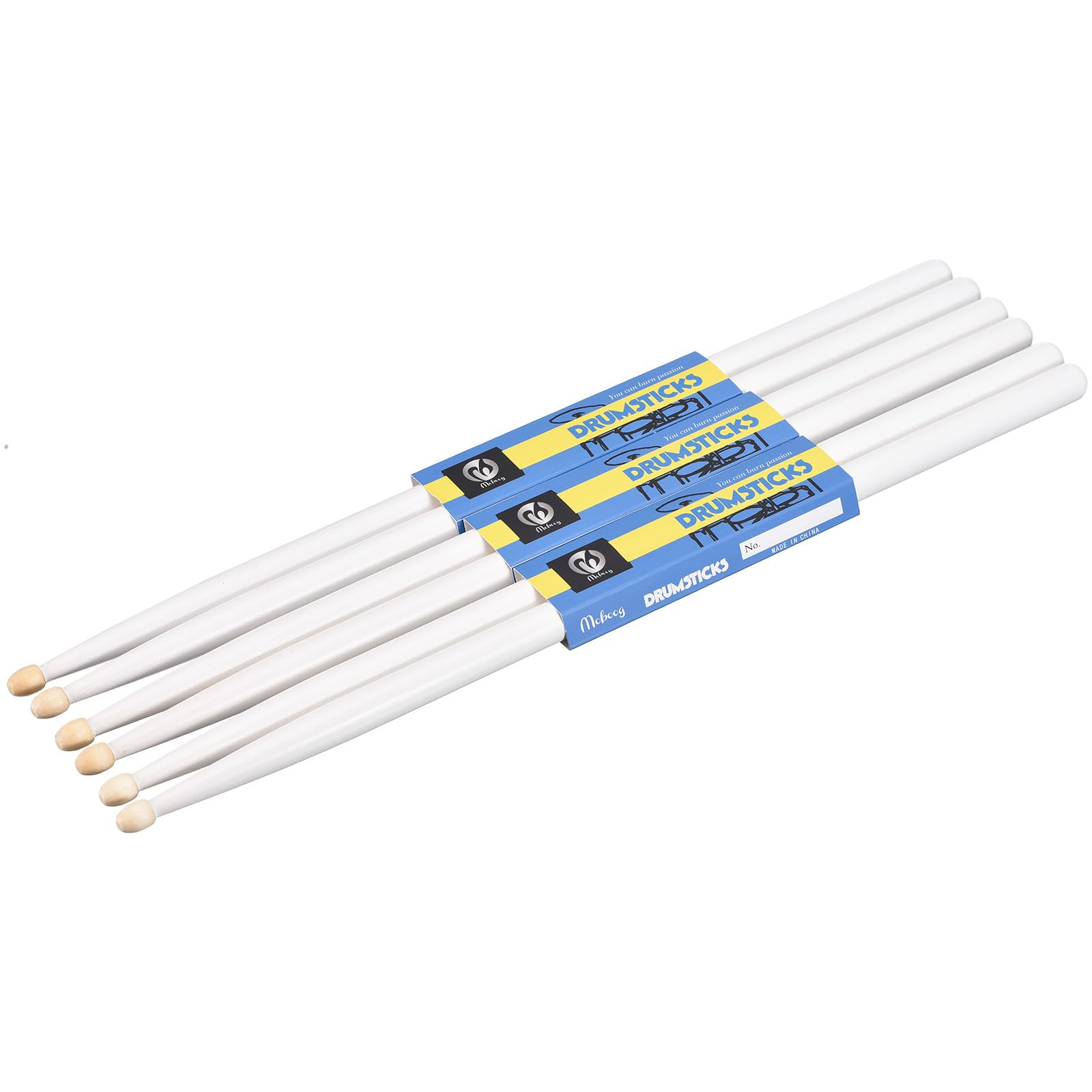 

uxcell Барабанные палочки из кленового дерева с нескользящей ручкой, Классические барабанные палочки с деревянными наконечниками для барабанов, Музыкальных инструментов, Перкуссии, 5A Белые, 3