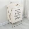 Nordic Cotton Linen Foldable Laundry Hamper with Wrought Iron Frame