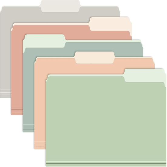 Two Tone Color File Folders 8.5 x 11 Inch, 1/3 Cut Tab File Folder Letter Size, Assorted Colors, Pastel Colors Manila File Folders, School Business