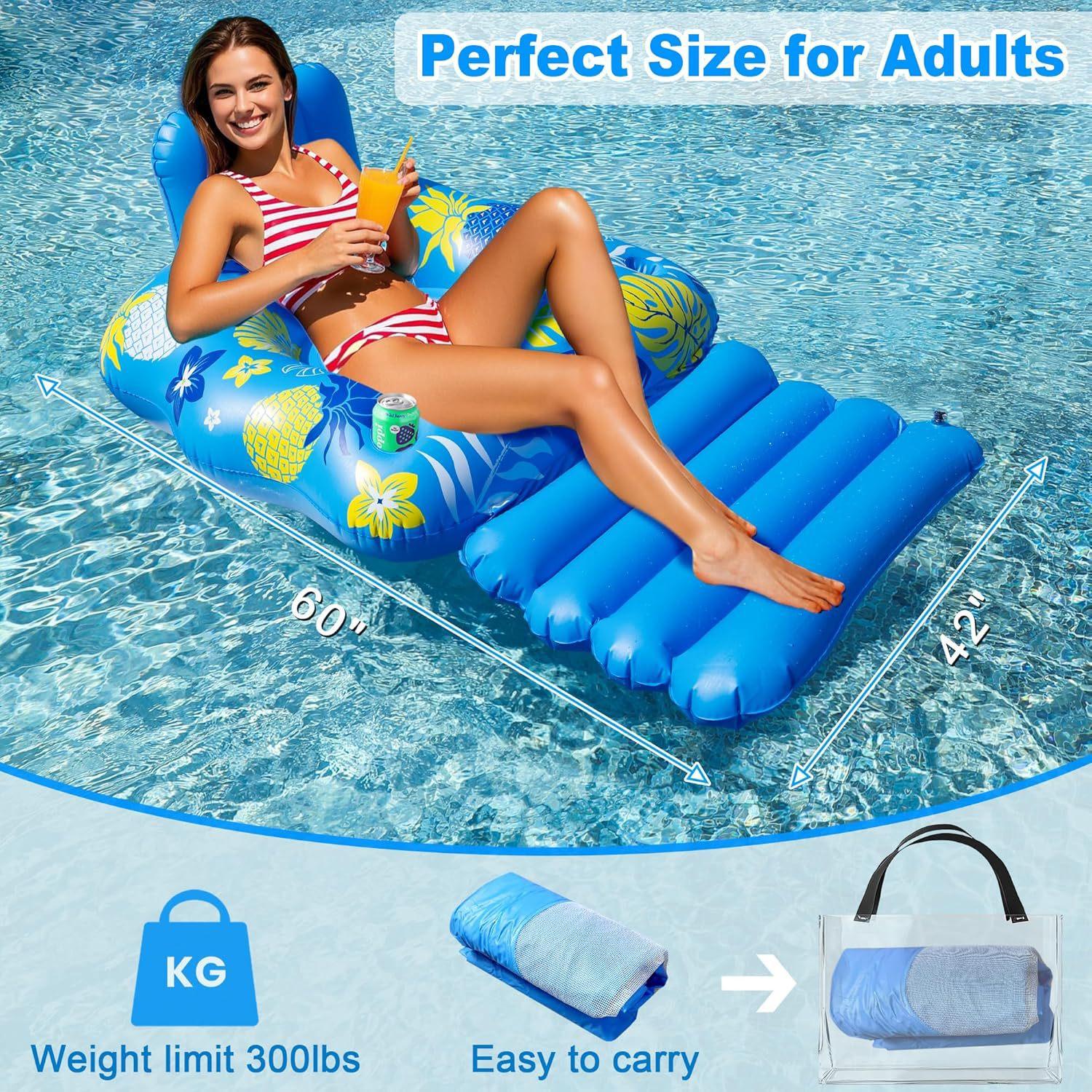 

Надувной шезлонг-зонт со светодиодной подсветкой - U-образная спинка и плавающая кровать с отверстиями в виде кленового листа синий