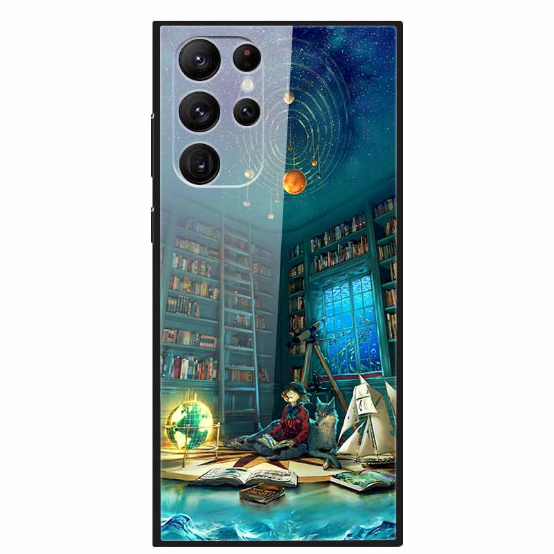 Gehärtetes Glas Cover Für Samsung S23 Ultra 5G Hülle S 23 Luxus Hartes Funda für Samsung Galaxy S23 Plus Ultra 5G Bemaltes Coque S23