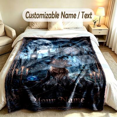 Space Cosmic Theme Custom Blanket Personalized Name & Text Customized Soft Warm Throw Blanket Home Decor