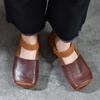 Johnature Sandali retrò in vera pelle per scarpe piatte con suola morbida e punta quadrata in colori misti da donna