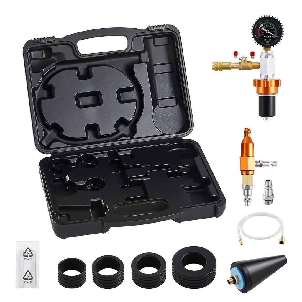 Radiator Vacuum Refill Kit, Automotives Cooling System Vacuum & Purge Fill Tool with Gauge, Portable Radiator Coolant Filling Kit with Toolbox,